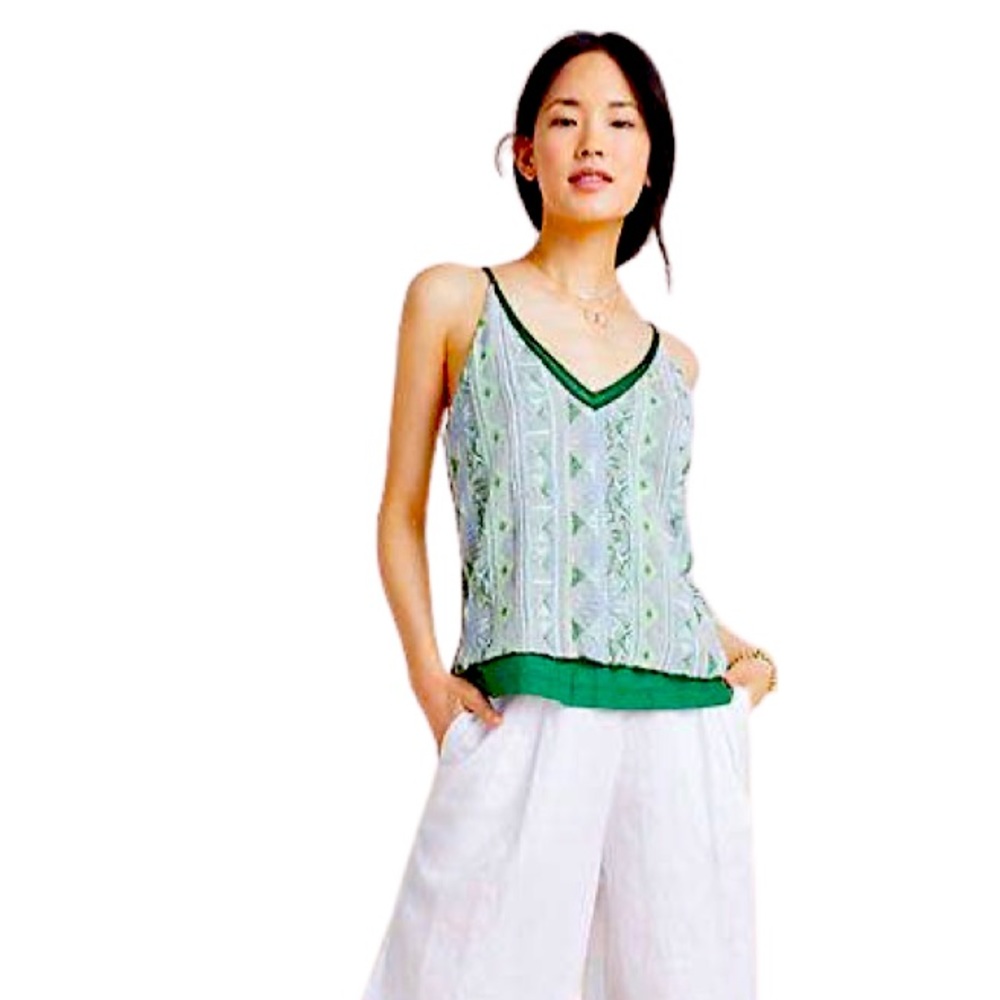 Anthropology Clarice Embroidered Tank